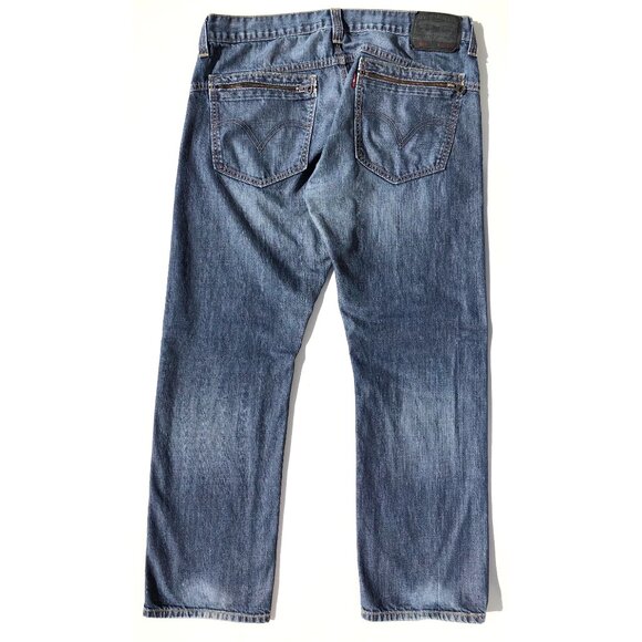 Levi's 514 Jeans Slim Straight Leg Men 36 32 Medium Blue Wash Back Zip Pockets - Picture 5 of 16
